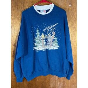 Vintage Morning Sun Christmas Winter Snow Nature Crewneck Sweater XXL‎ USA